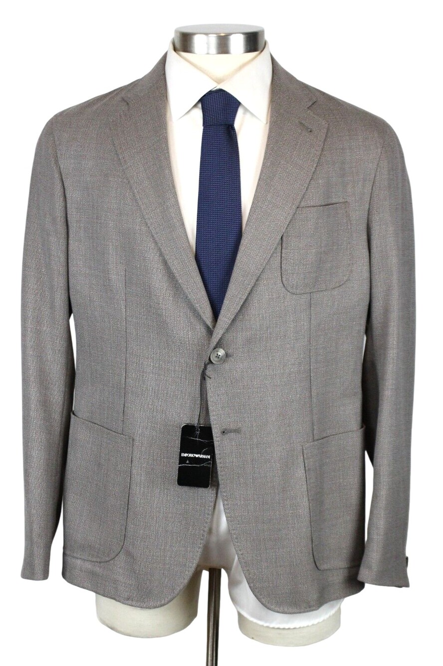 Emporio Armani Sport Coat 44 R fits 42 Mens Textured Grey Virgin Wool Blazer